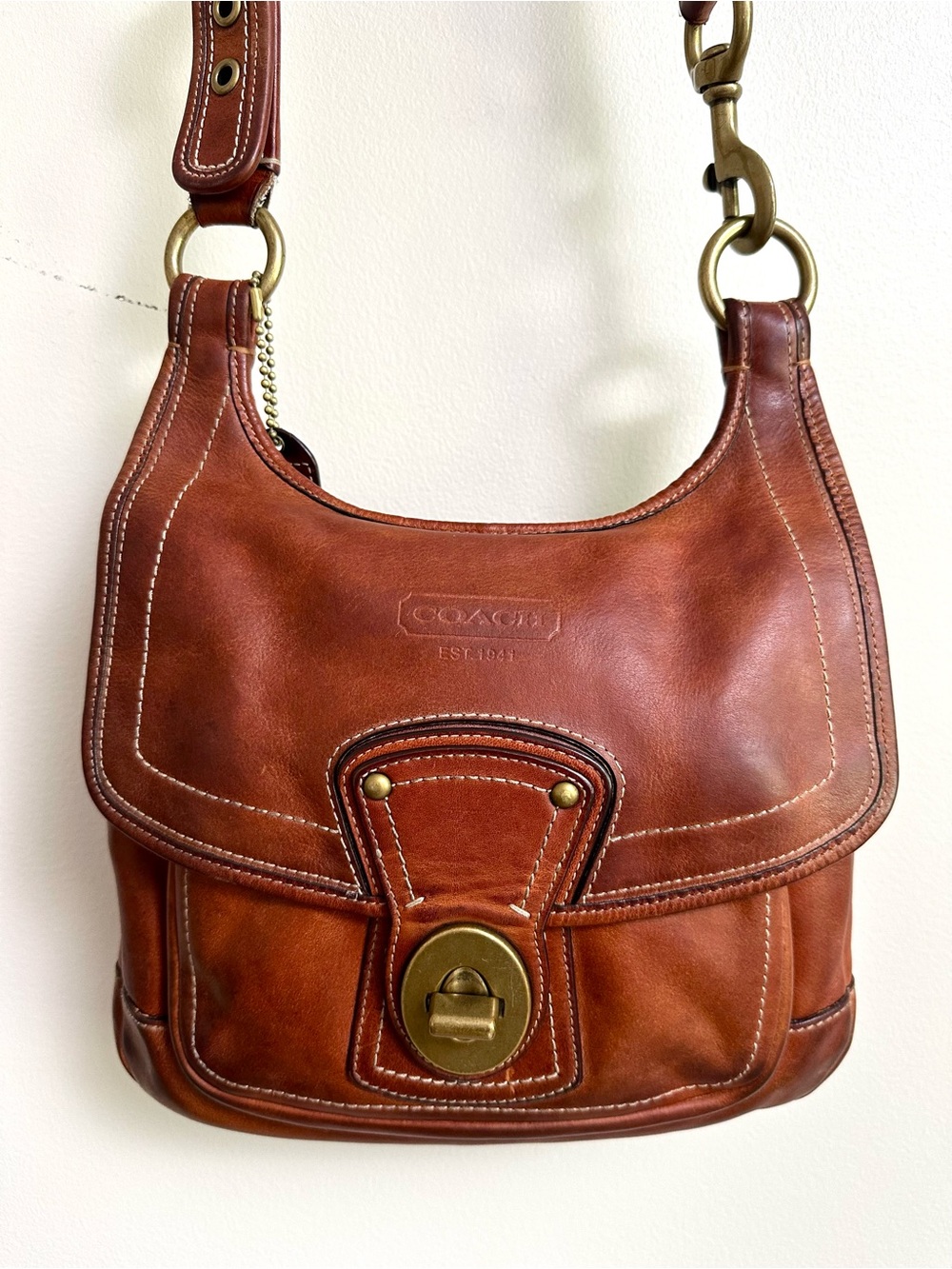 Vintage Coach Legacy Hippie Flap Crossbody 10325 Whiskey Brown Leather